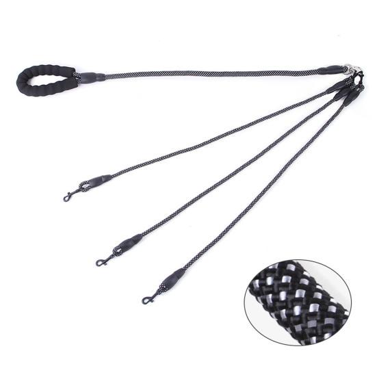 3-Way Adjustable Nylon Dog Leash Kit with Multi-Handle Wear-Resistant Rope Straps Removable 360-degree Rotation Buckle Pet Traction Rope for