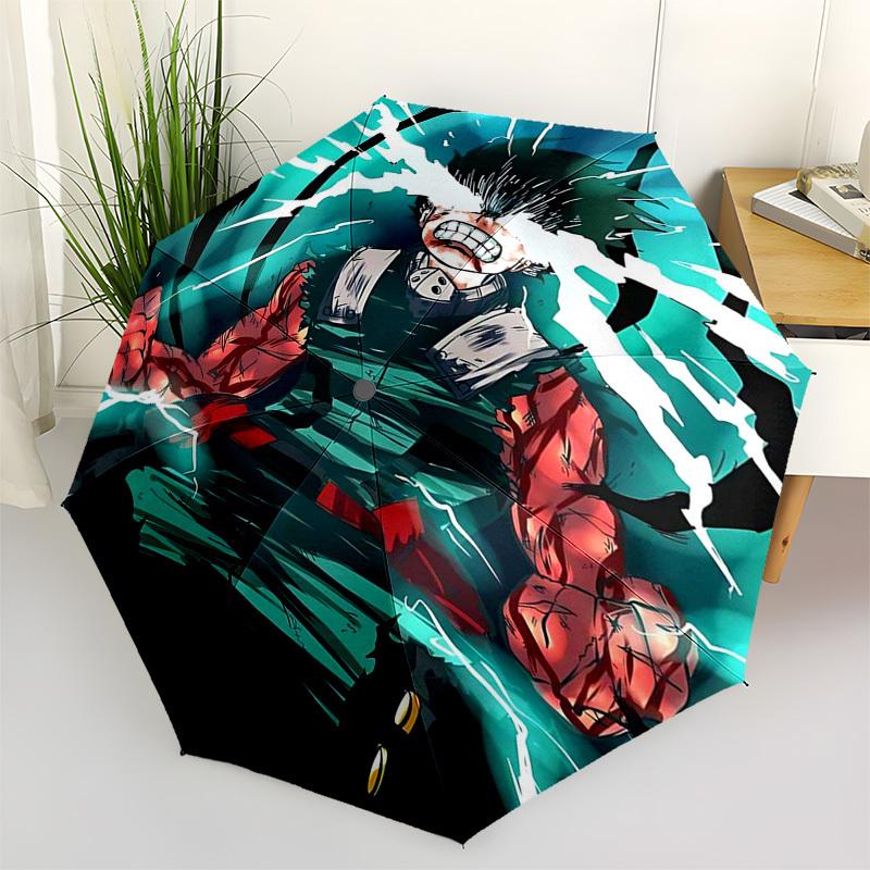 

1pc My Hero Academia Izuku Midoriya Boku No Hero Academia Outdoor Umbrella Automatic Opening and Closing Portable Three-Fold Design 8 Bone Iron Frame
