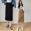 Autumn and Winter Women's Skirts Corduroy Half-body Skirt High-waisted Split Mid-length Skirt Versatile A-line Skirt Thin One-step Skirt