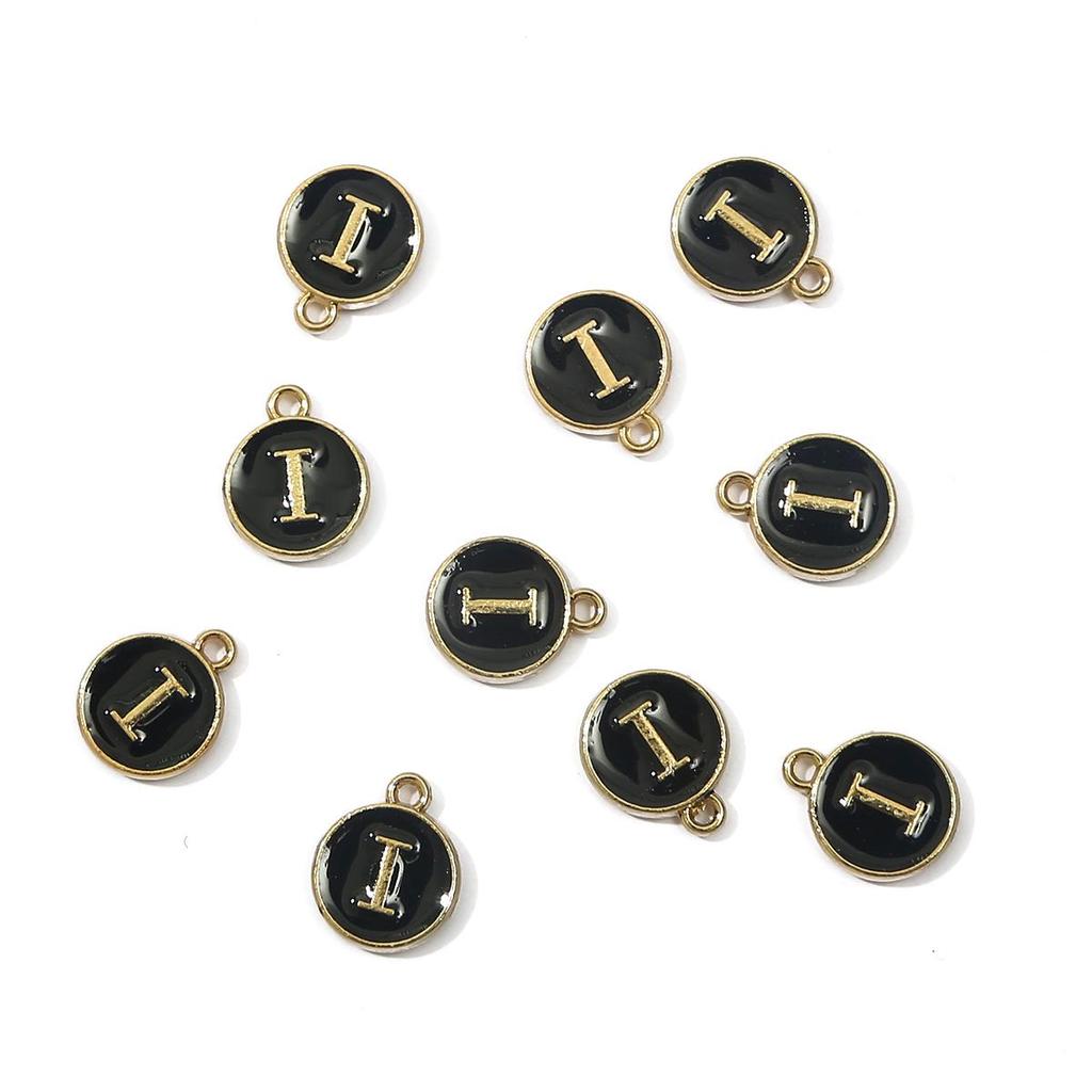 10Pcs 12x2.5mm Alphabet Double Face Charms Pendant Beads for Jewelry DIY Findings