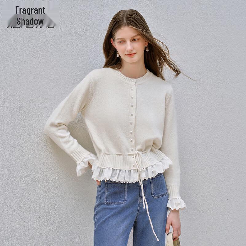 Xiangying Women's Wool Blend Faux Two-Piece Cardigan