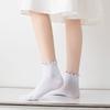 5 Pairs Japanese Style Women Student Crew Socks Solid Color Casual Fashion Frilly Ruffle Trim Short Tube Ankle Socks