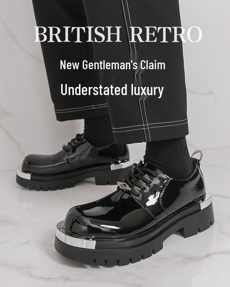 Plus Size Men's Fashion Lace-Up Leather Shoes - Casual Student Board Shoes with Height Increasing Loafers