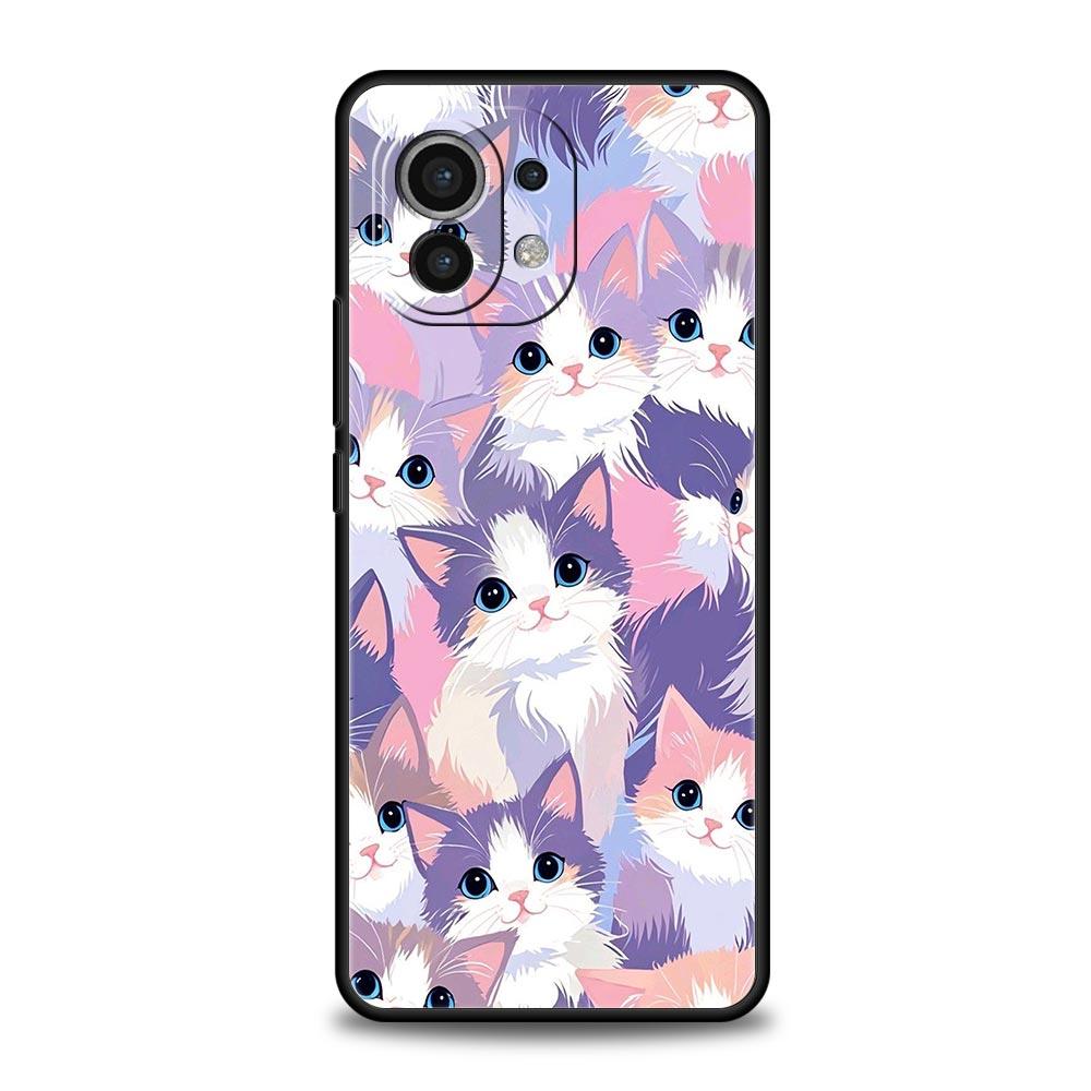 Colorful Cat Design Phone Case Cover for Xiaomi Mi 17 15 14 13 12 11 Ultra 15T 14T 13T 12T 11T Pro Lite 5G Soft TPU Shell Fundas