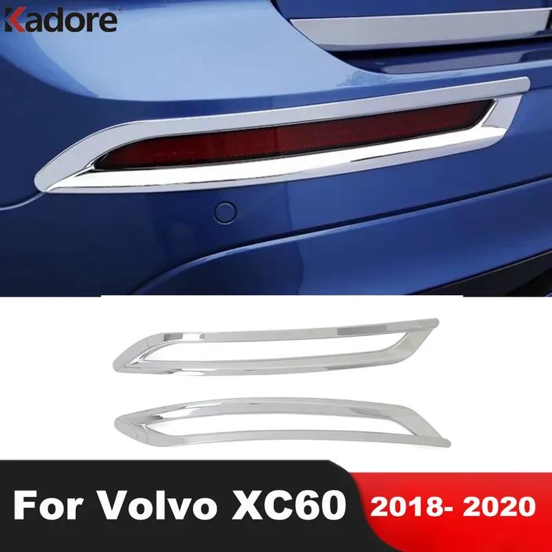 For Volvo XC60 XC 60 2018   Chrome Car Rear Bumper Fog Light Lamp Cover Trim Tail Foglight Bezel Trims Accessories