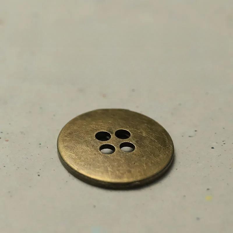 10pcs Distressed Metal Buttons 12/15/20mm Worn-out Old Metal Color 4-hole Buttons Clothing Sewing Accessories