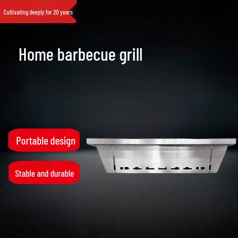 Folding Stainless Steel Charcoal BBQ Grill Deluxe Set