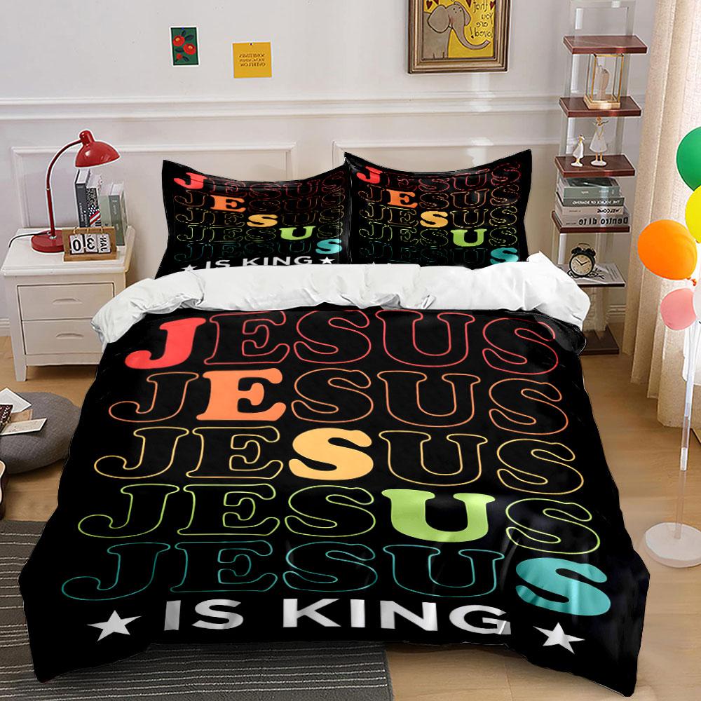 

Jesus text in gradient. Bedding sets Duvet cover sets Duvet covers Pillowcases(1 * Duvet Cover 2 * Pillowcases without duvet insert) 135x200cm