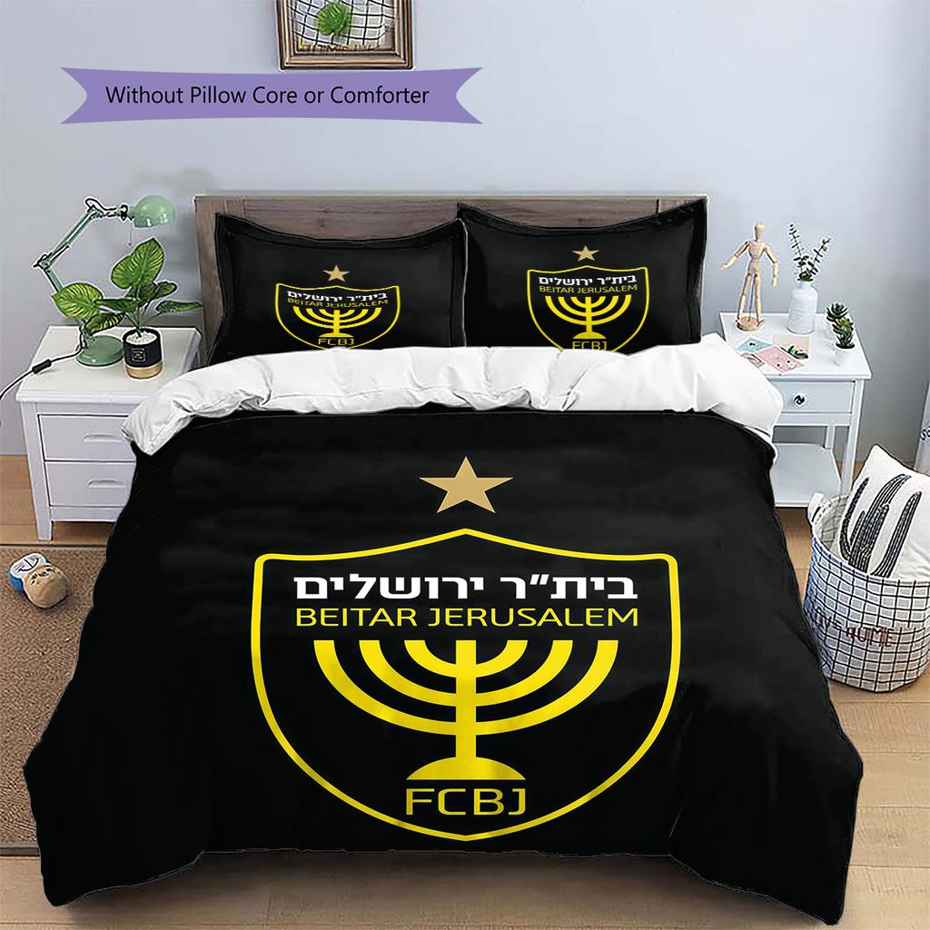Beitar Jerusalem Pattern Bedding,Quilt Set Quilt Cover Pillowcase Home Birthday Gift(1 * Duvet Cover + 2 * Pillowcase, Without Core)