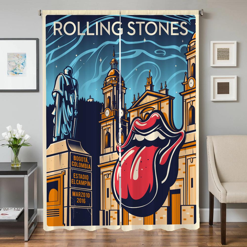 

Kitchen Curtains for Living Room 2 Pieces Blackout Curtains Door Curtain The R-rolling S-stones Partition Bedroom Decoration W50xH70cmx2pcs-CL