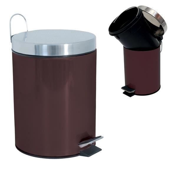 MSV Poubelle À Pédale Inox 3L Chocolat