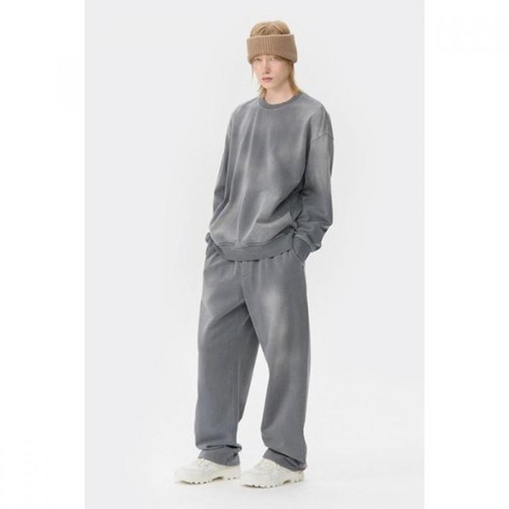 Customellow Loose Fit Brush Dying Cotton Crew Neck Sweatshirt Gray Cwtaw25621gyx