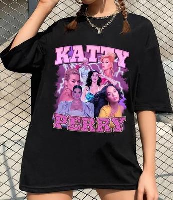 Camiseta Unisex Katy Perry Negra Algodón Vintage Años 90 Talla Única S-5XL Regalo Para Fans