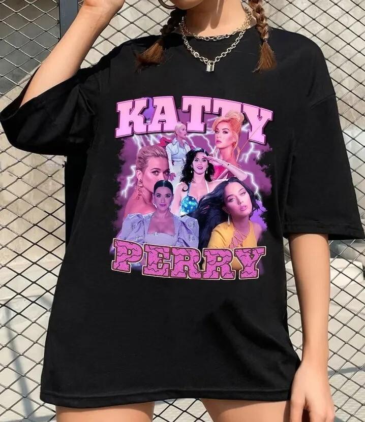 

Винтажная футболка Katy Perry 90-х, черная, хлопок, все размеры S-5XL, подарок для фанатов, унисекс XXL