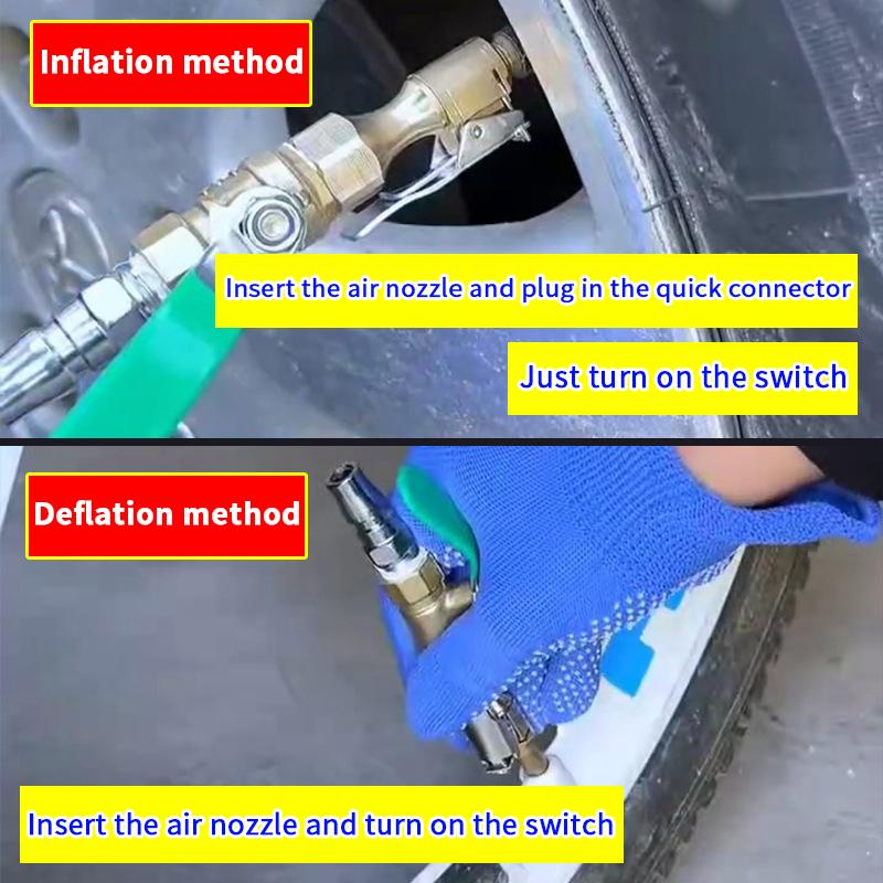 Chuck Quick Inflation Hose Nozzle Car Tire Inflator Nozzle Lock On Tire Inflator With Valve Air Compressor Adapter For Car Suv