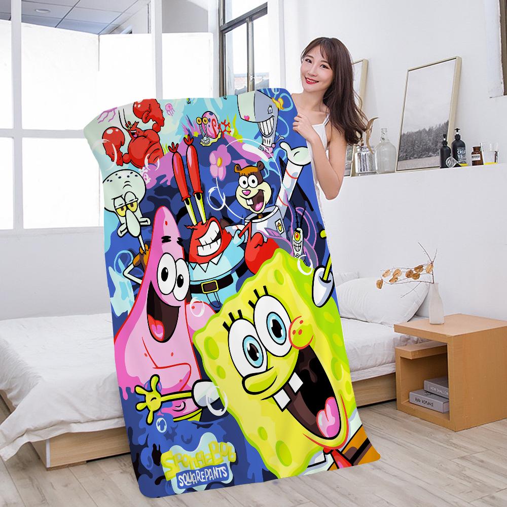 

Cartoon Sponge And Bobs SquarePants Microfiber Printed Beach Towel Mountain Yoga Beach Swimming Running Absorbent Soft Towel W30*H60(CM)