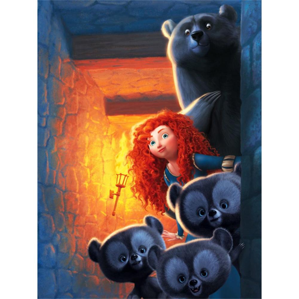 

Disney 5D DIY Diamond Painting Merida Illustration From Brave Full Round Diamond Mosaic Cartoon Embroidery Art Painting for Home Decor Round 20x30cm