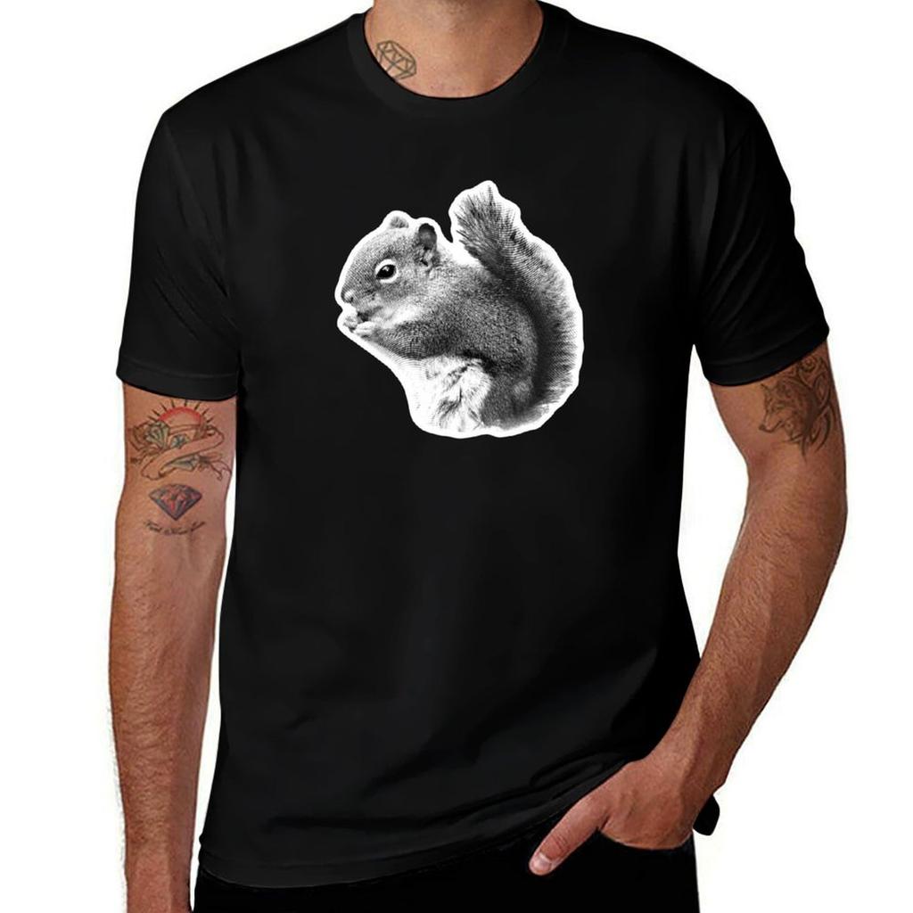 Cute Squirrel Munching TShirt Breathable Mesh Panel TShirt
