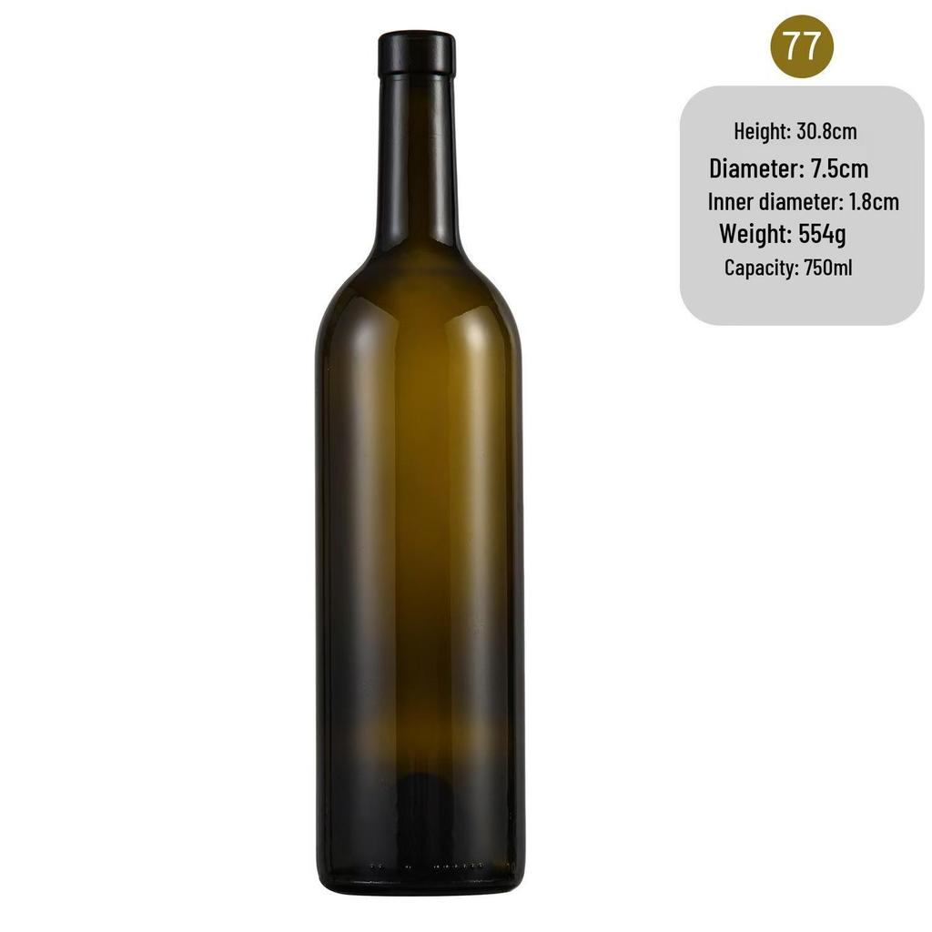 In-Stock Burgundy Green Glass Wine Bottle - Ideal for Red Wine, Liquor, Home Brewing, and Fruit Wine Storage