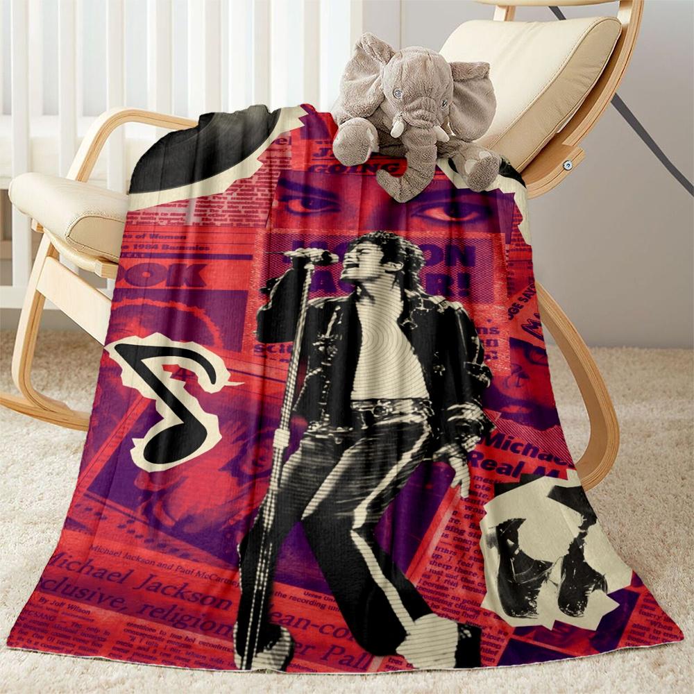 Michael Jackson Vibrant Pop Icon Portrait Blanket Warmthful Decor Suitable For Chair Sofa Bedding For All Occasions Digital Print Birthday Christmas G