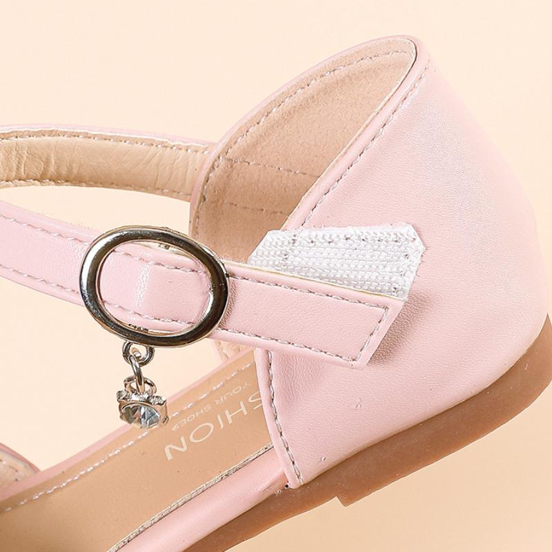 Girls' Half Sandals Summer Korean Version Soft Soled Children's Leather Shoes, Mid Size Children's Crystal Shoes, Baby Princess Shoes