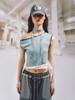 Som Sok Sally Stripe Scarf Top_Sky Blue