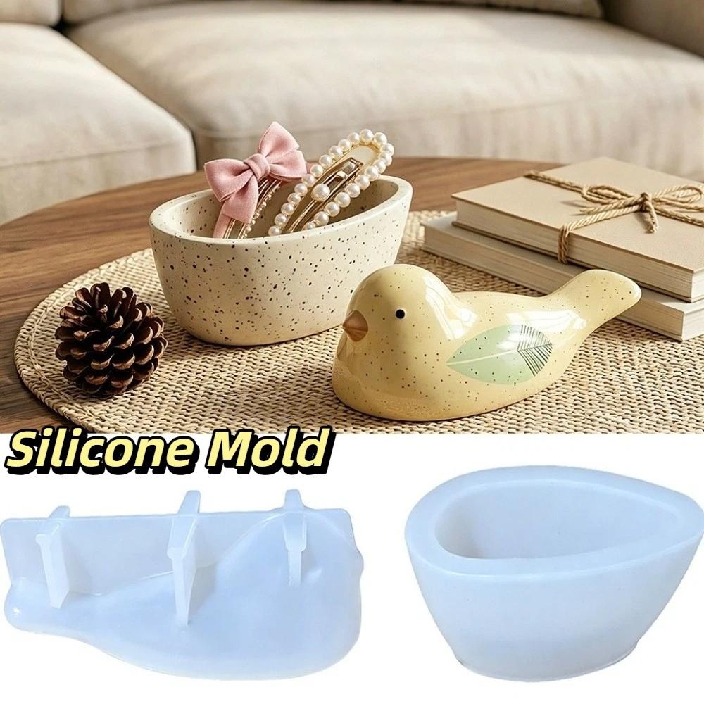 Handmade Non-stick Bird Storage Box Mold with Lid Soft Jewelry Box Mold DIY Crafts 3D Resin Mold Candle Making