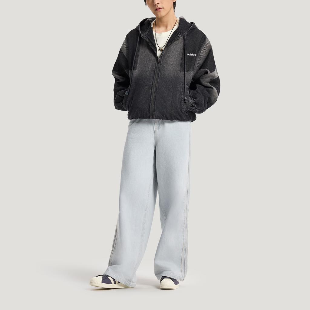 adidas Originály FW25 Džínová bunda Volný střih Zip Sportovní mikina Dlouhý rukáv Džínový kabát Pánské bundy KR5055