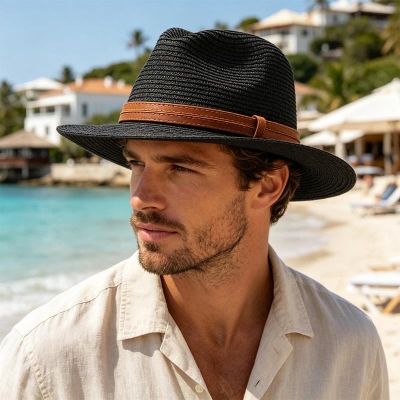 Elegant Straw Panama Hat Unisex Lightweight Brims Sun Hat Comfortable for Music Festival Travel & Casual Wear