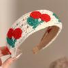 Sweet flower embroidered children's hairbands colorful knitted wool autumn and winter wide headband girls hair accessories