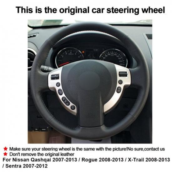 DIY Car Steering Wheel Cover For Nissan Qashqai Rogue X-Trail 2008 - 2013 Sentra