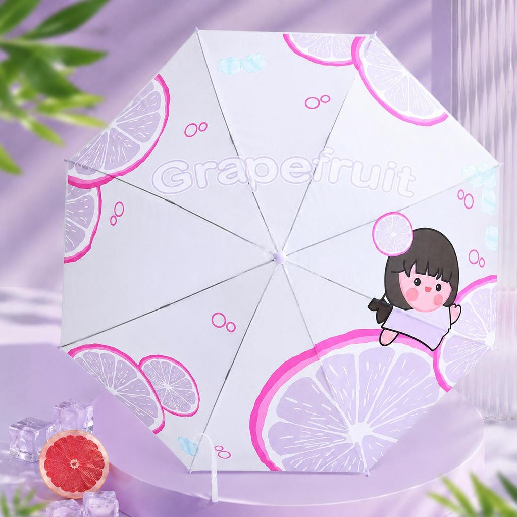 Wholesale Cute Little Fresh Fruit Umbrella 11 Inch Transparent Umbrella Straight Pole Umbrella Automatic Umbrella Long Handle Umbrella Umbrella