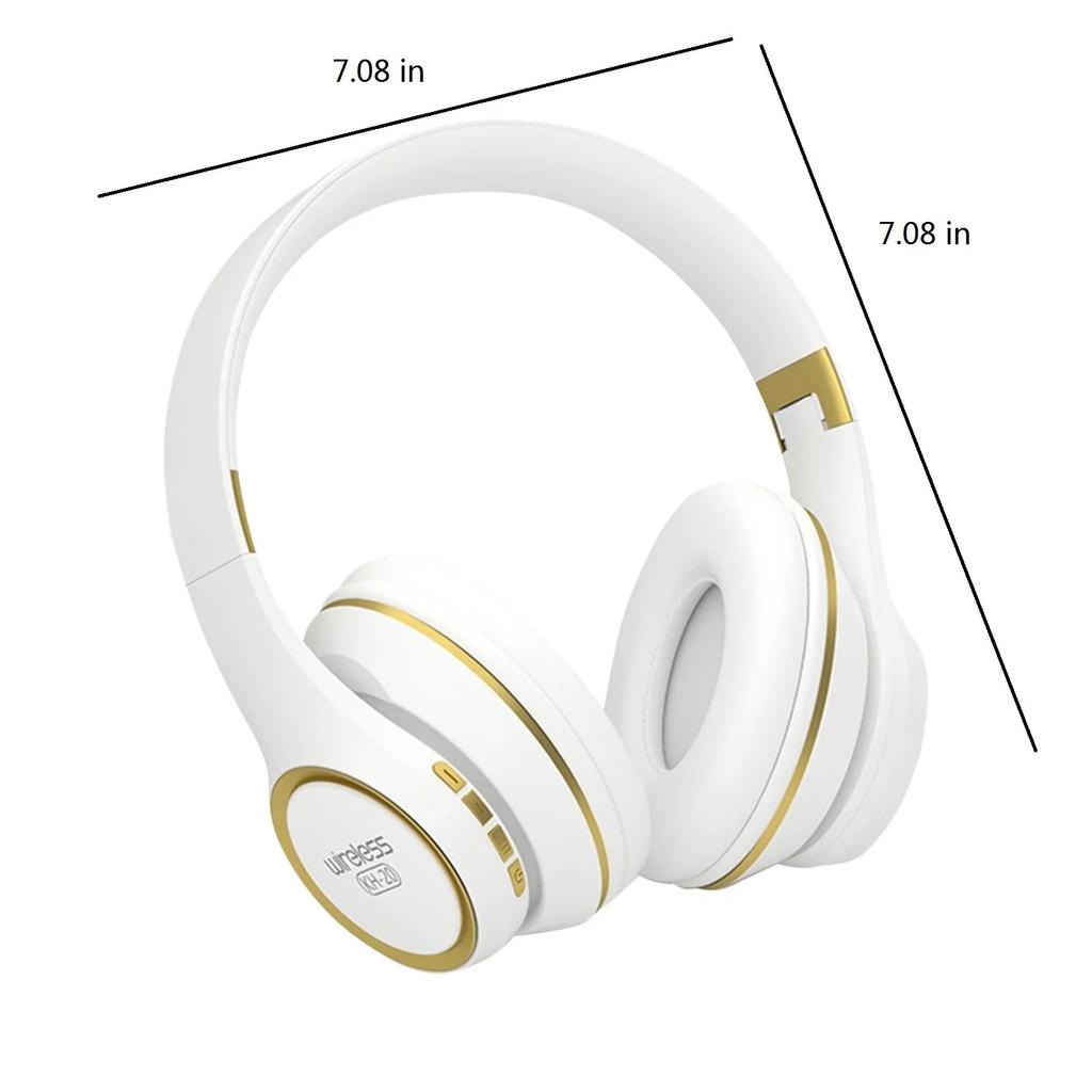 KH20 Earphones Over Ear Bluetooth Headphones Wireless Headset with Built-in Mic Soft Earmuffs Retractable Holder Connecting Audio Cable on Clearance