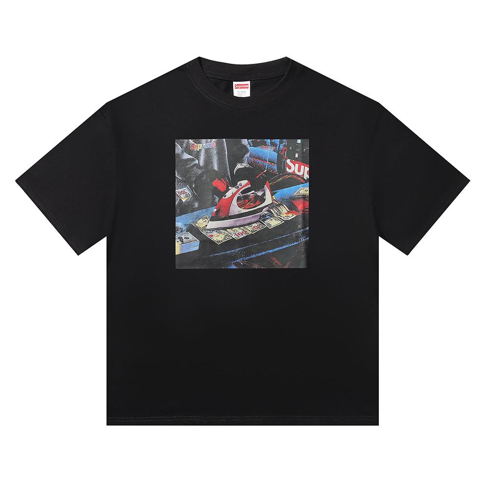 E2016 Supreme 2025 Summer New High Quality Cotton Round Neck Loose Large Size Men's and Women's T-shirt Couple T-shirt