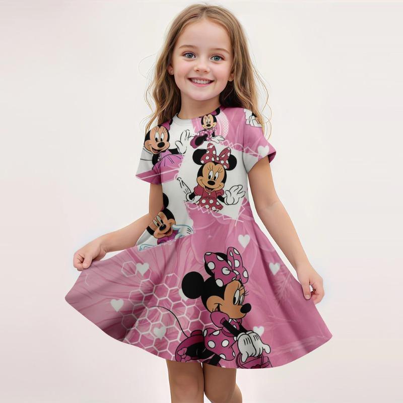 M-innie 3d Printed Cute Cartoon Princess Dress For Girls Game Nightgown Parent-Child Clothing Birthday Present