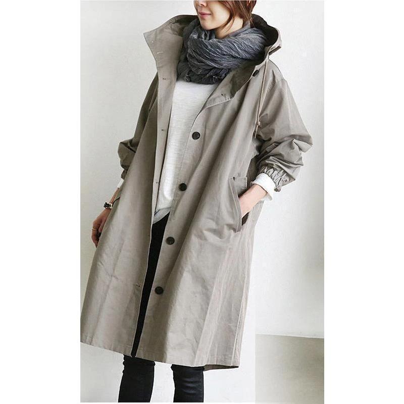 Nový štýl dámsky vetrovkový jesenný kabát strednej dĺžky pre nízke ženy