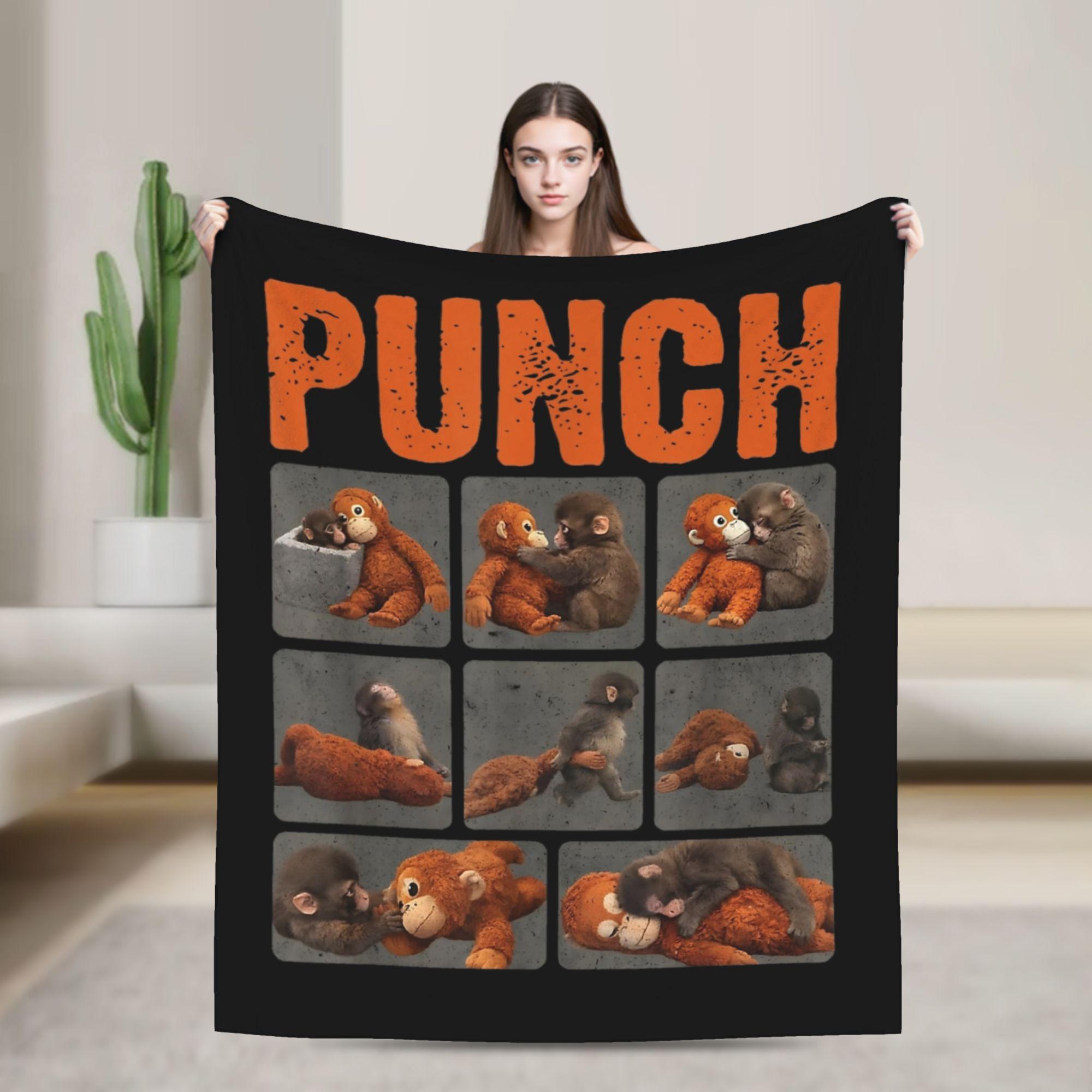 Punch Baby Monkey Team Punch The Monkey Cute Blankets Velvet Textile Decor Breathable Warm Throw Blanket Bed Office Bedspread 150x200cm