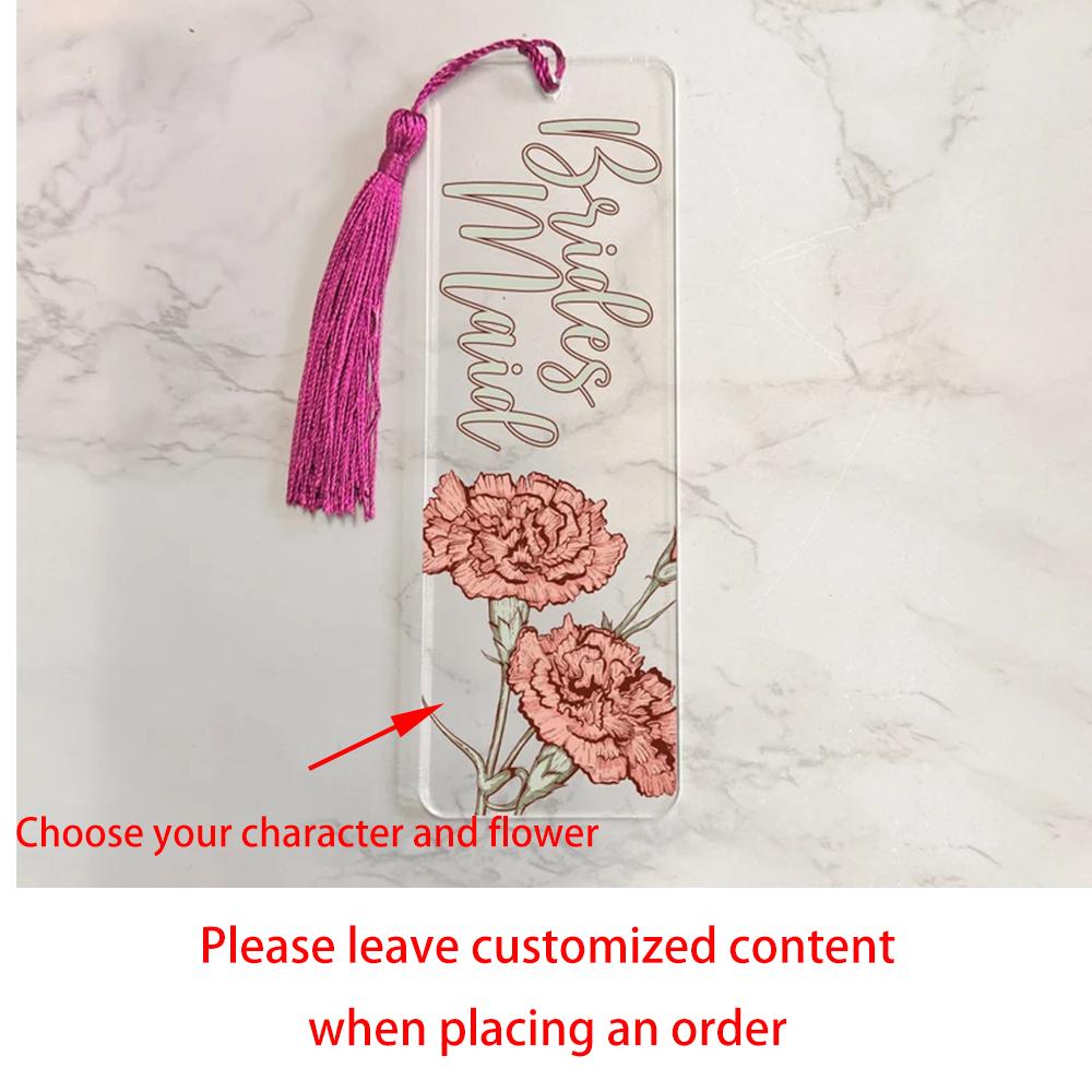 

5Pcs Personalized Birth Flower Bookmark Bridesmaids Bachelorette Party Gift for Her Wedding Bridal Shower Favor Floral Bookmark 5pcs 12x3cm