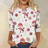 Women's Casual Neck Top with Christmas and Halloween Print for Holiday Wear