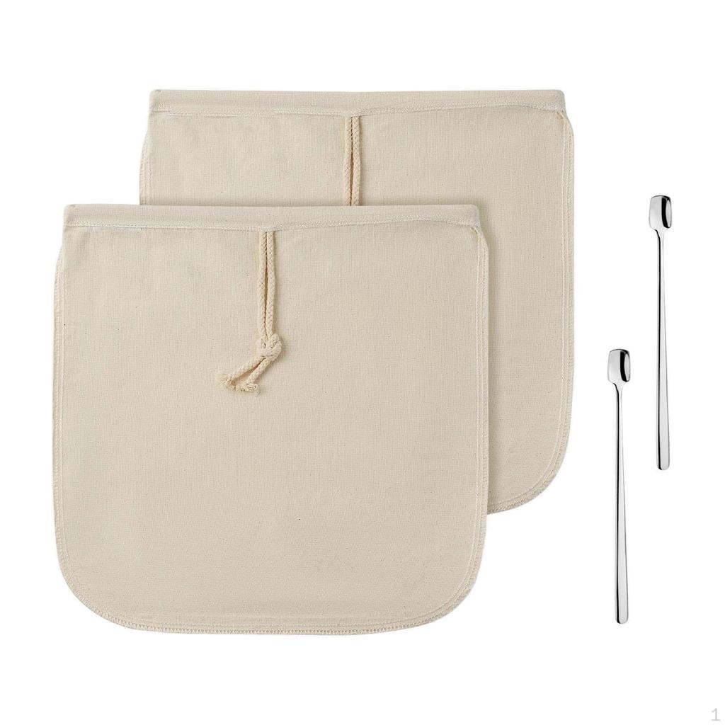 2Pcs Cold Brew Coffee Bags w/ Stainless Steel Spoons, Reusable, Easy to Use for