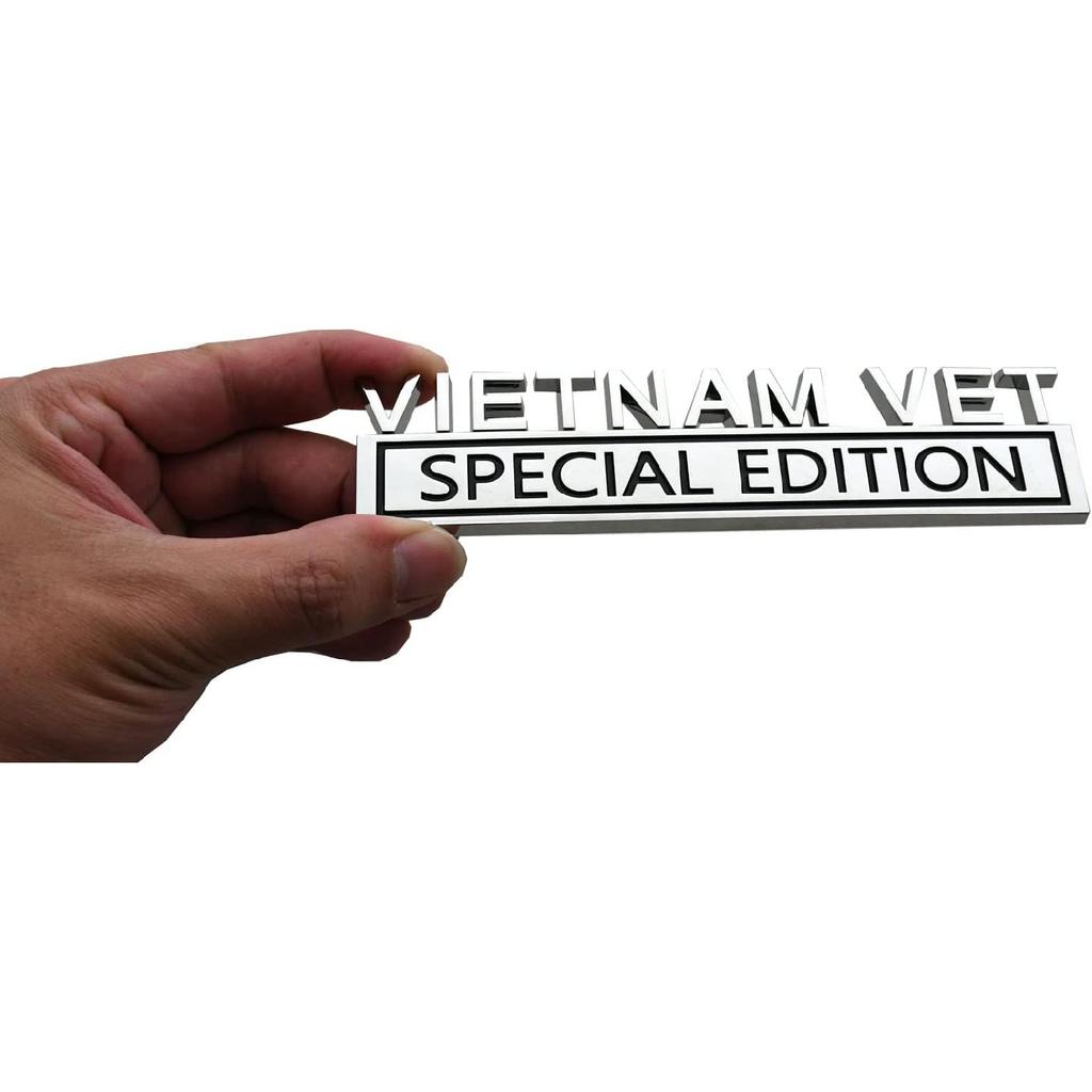 2PCS Vietnam Vet Special Edition Emblems 3D Raised Decals Exterior Truck Stickers Fender Vietnam Veteran Badges Replacement for F150 F250 F350 Chevy