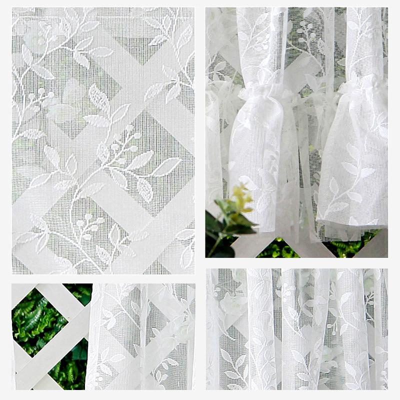 1Pc Short Curtains Window Wine Cabinet Door Polyester French Style Lace Kitchen Small Valance Jacquard Half Tulle Ruffle Curtain