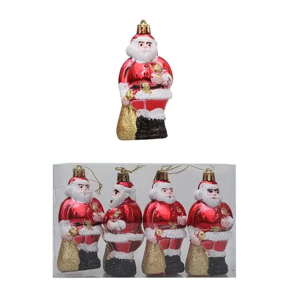 3/4 Stück Mehrfarbige Weihnachts-Hängedekoration Kunststoff Cartoon Bär Hund Weihnachtsbaumschmuck Schaufenster Weihnachtsmann Engel