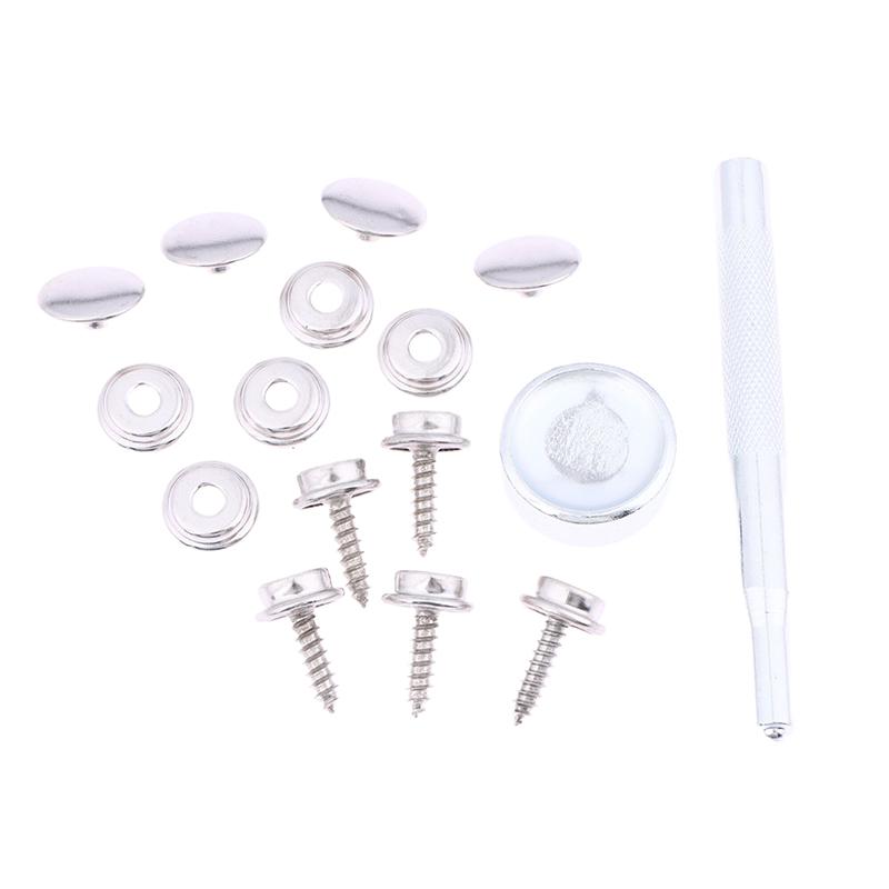 30/32Pcs Silver Metal Snap Fastener Screws Nails Set For Tent Boat Yacht Marine Canvas Cover Craft Bags Wallet Fasteners Parts