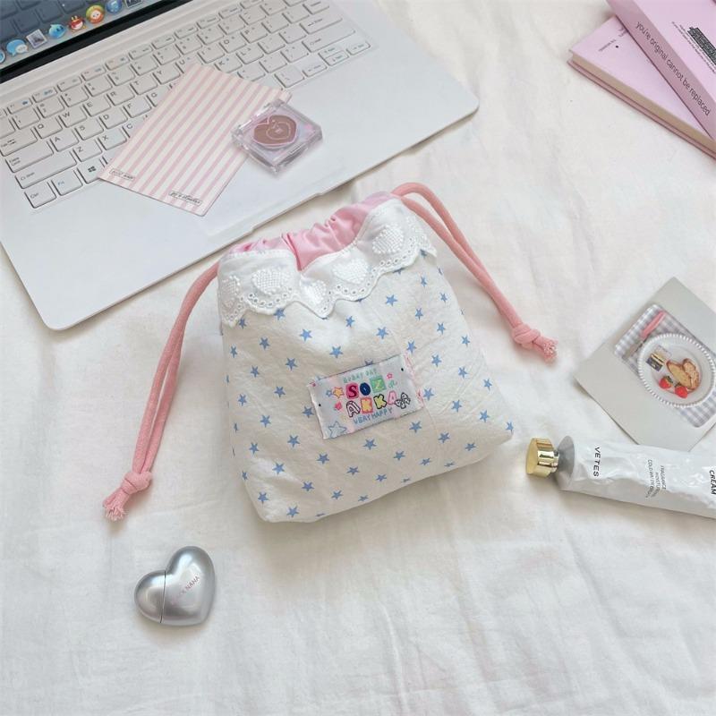 58151 Cute lace drawstring bundle storage bag Cosmetics sub-packaging bag Travel wash storage bag