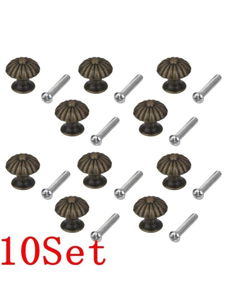 10PCs Vintage Mini Round Pull Knobs Wardrobe Drawer Bin Jewelry Box Handle