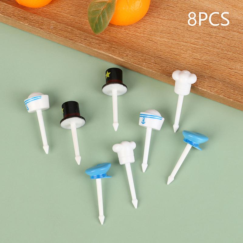 

8Pcs/set Cartoon Hats Fruit Fork Children s Food Cake Dessert Picks Toothpick DIY Kids Bento Lunch Box Decoration Accessories