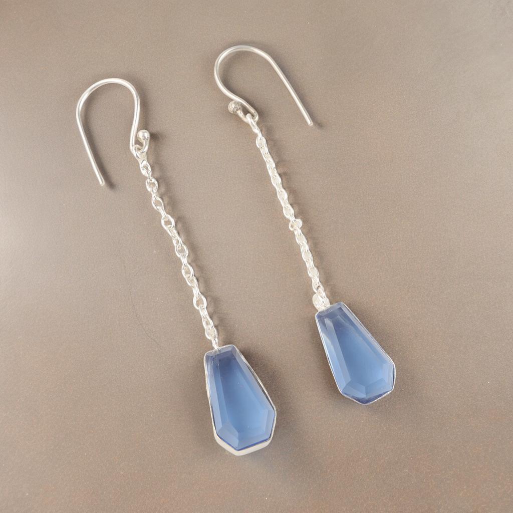 Rare Tanzanite Gemstone 925 Sterling Silver Jewelry Handmade Dangle Earrings3.0" EE-135-8