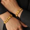 Meishi Duo Gold Titanium Steel Zircon Bracelet: European & American Geometric Style, Light Luxury, Elegant Women's Jewelry