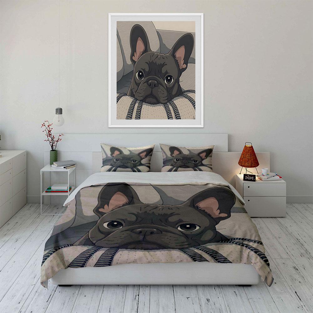"Adorable Doggy Gaze, Cozy Charm." Bedding Sets Duvet Covers Pillowcases(1* Duvet Cover 2* Pillowcases Without Duvet Insert)